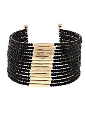 PAULA DEEN JEWELRY(TM) BLACK SEED BEAD GOLD TONE CUFF
BRACELET